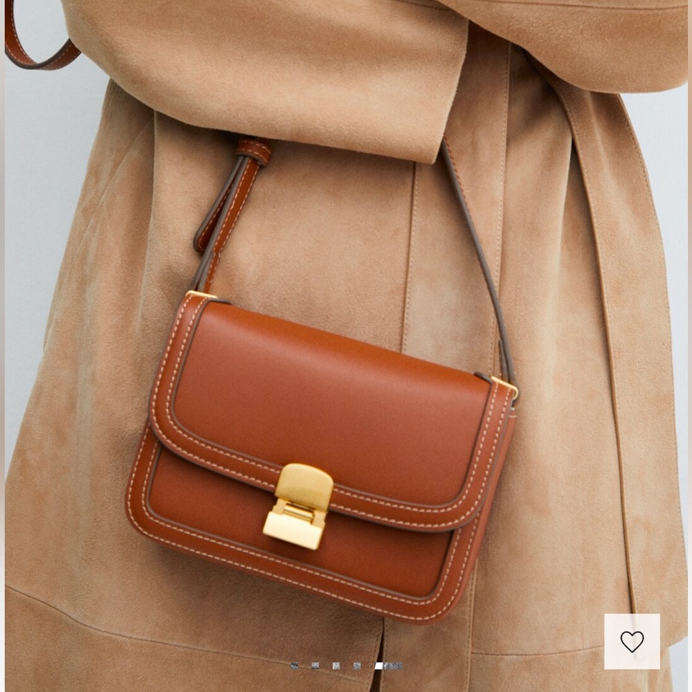 Mango Brown Crossbody Bag with Gold Hardware